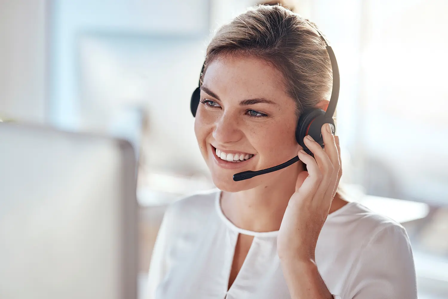 Rack Builder support team member on a call