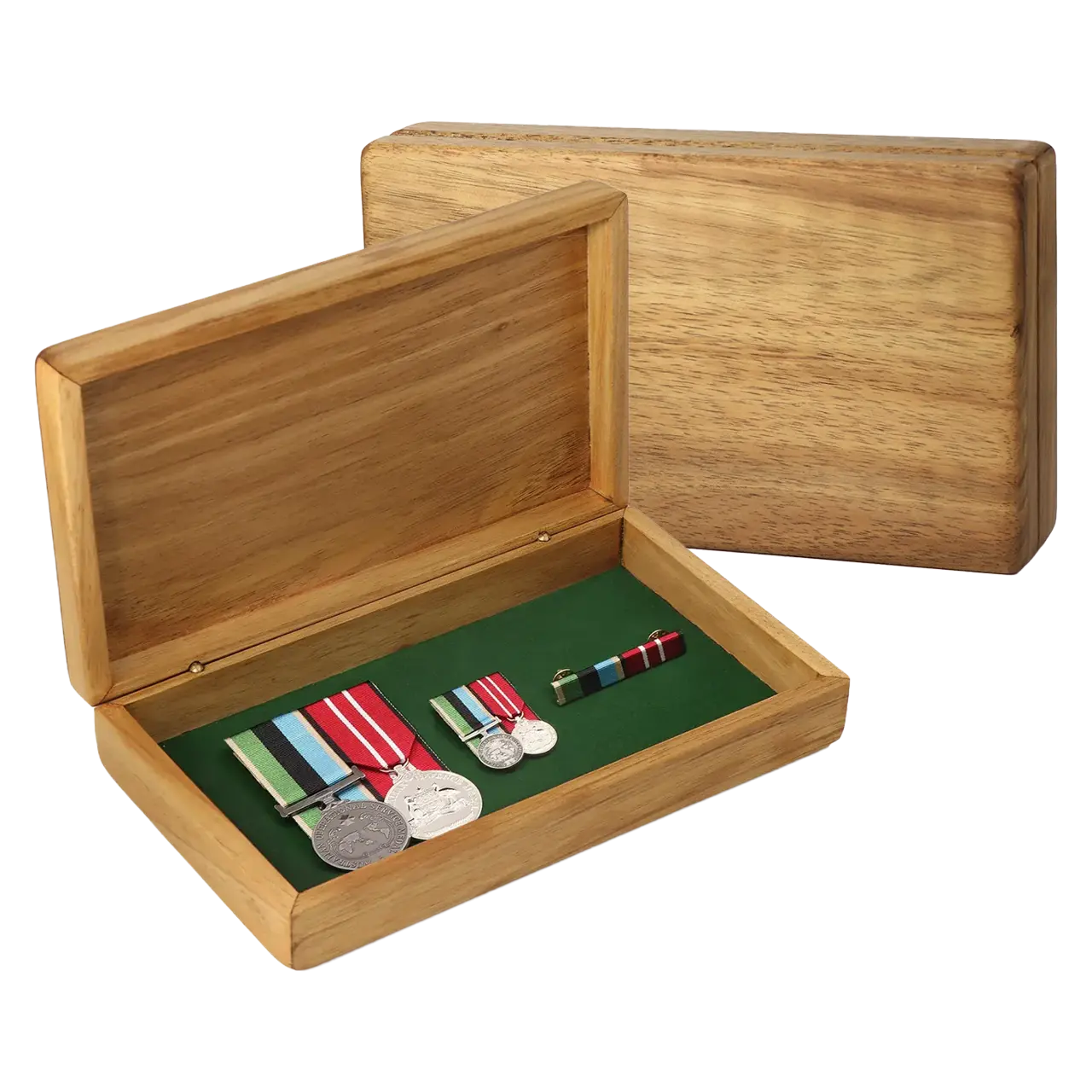 Timber medal display box with clear lid