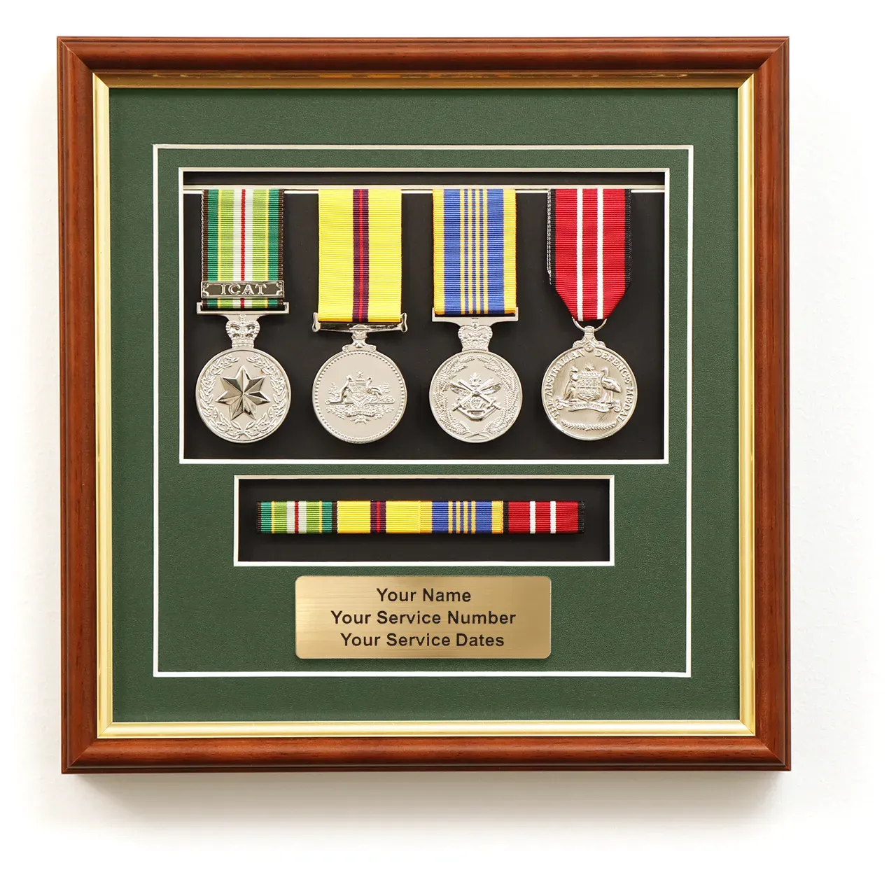 Framed medal display with cream matting