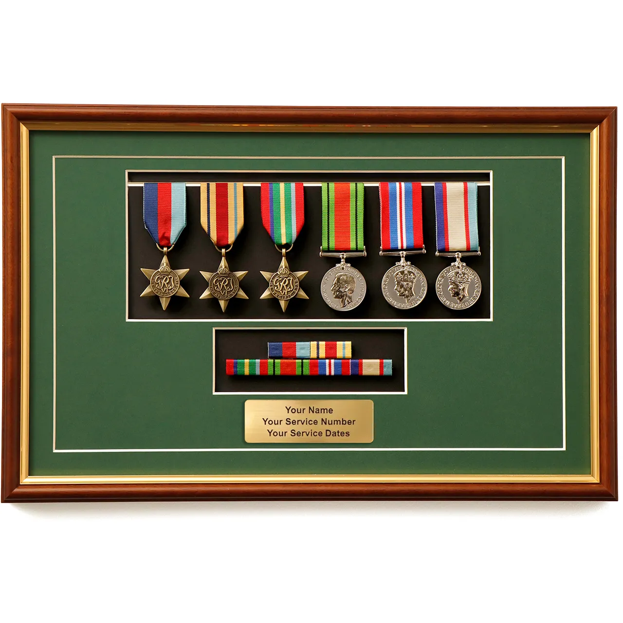 Large framed display of mounted service medals