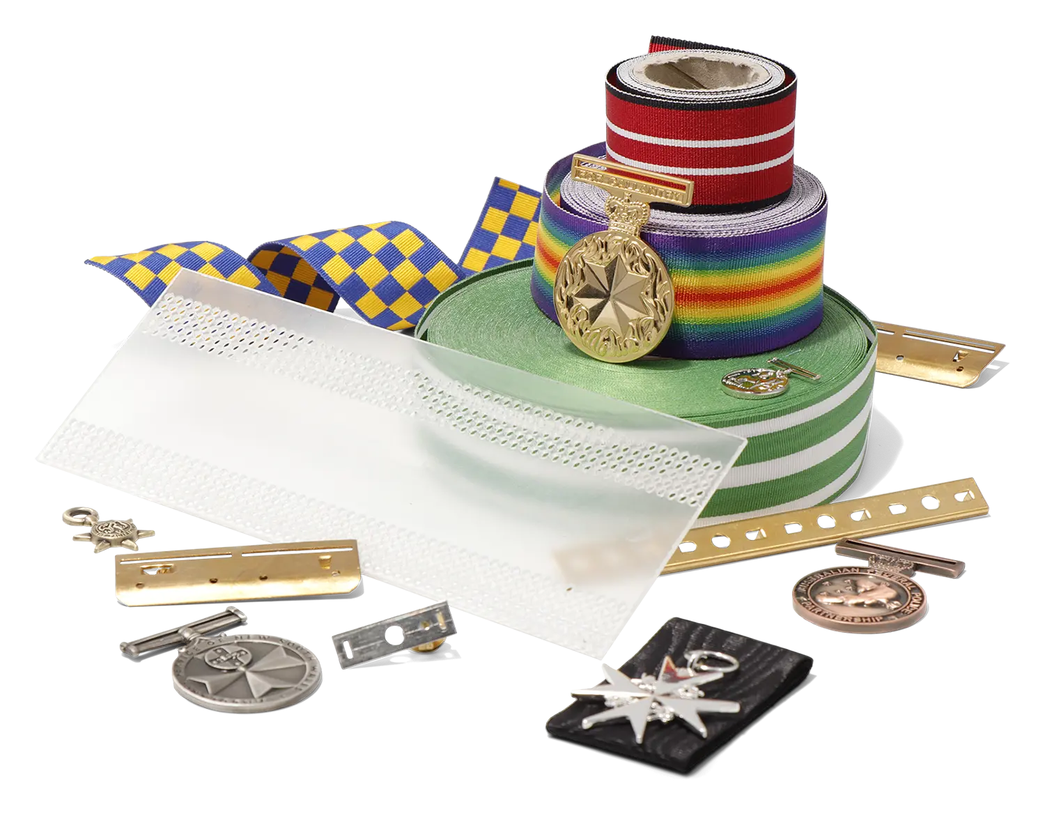 Mounted medals with order paperwork