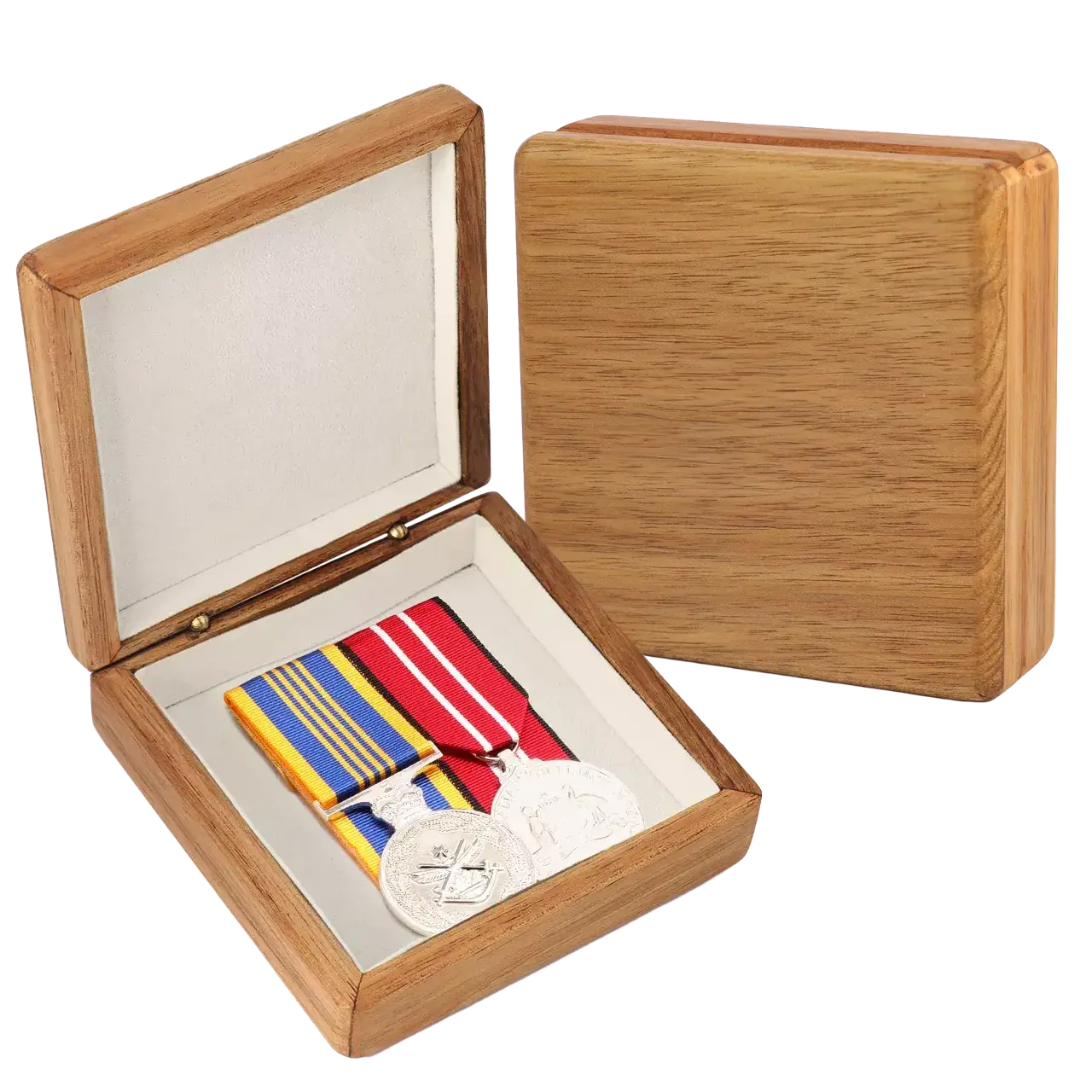 Heritage engraved timber medal box