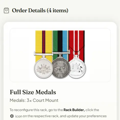 Finished medal rack packed for delivery