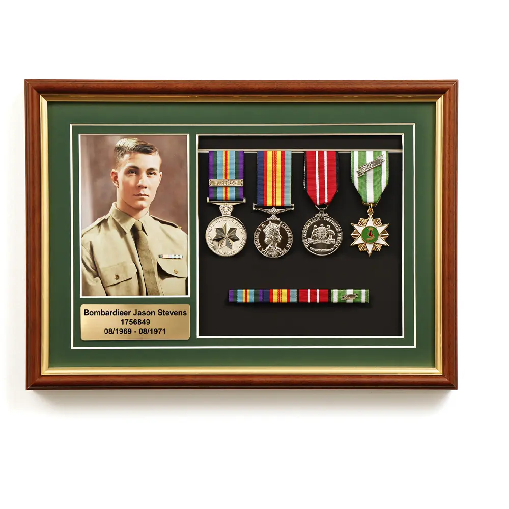 Photo and medal frame with portrait and medal group