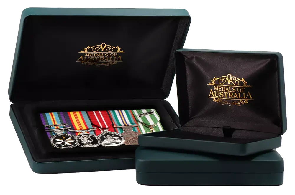 Premium presentation case with mounted medals