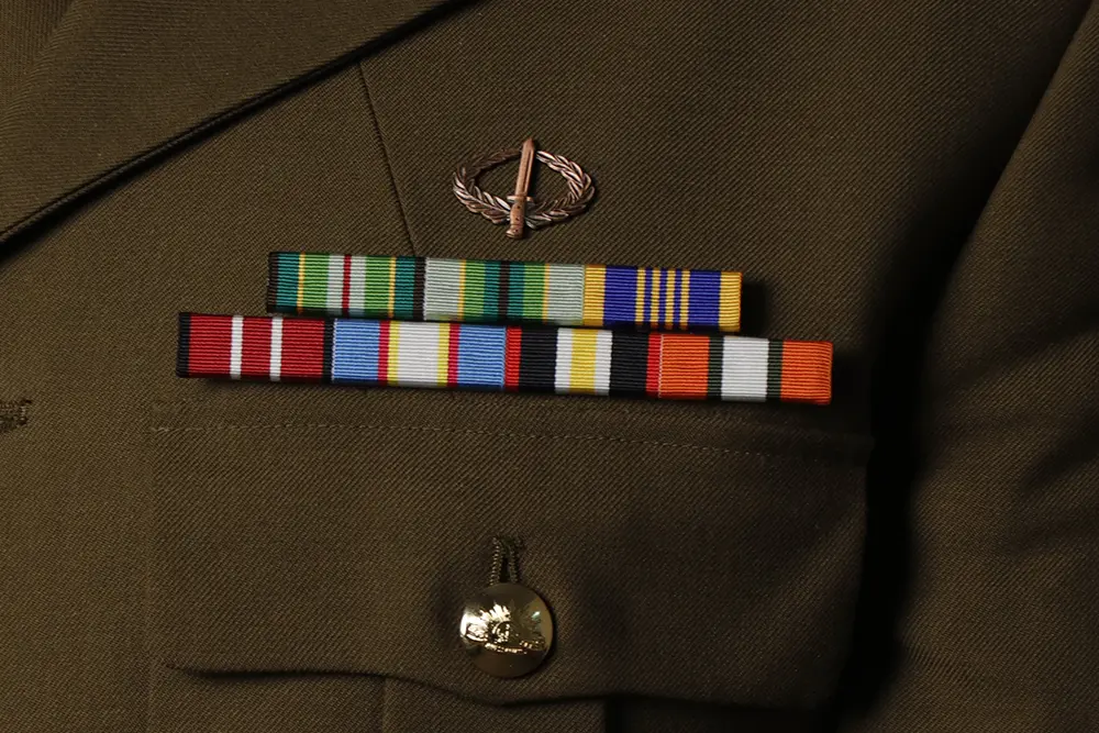 Ribbon bar worn on a service uniform