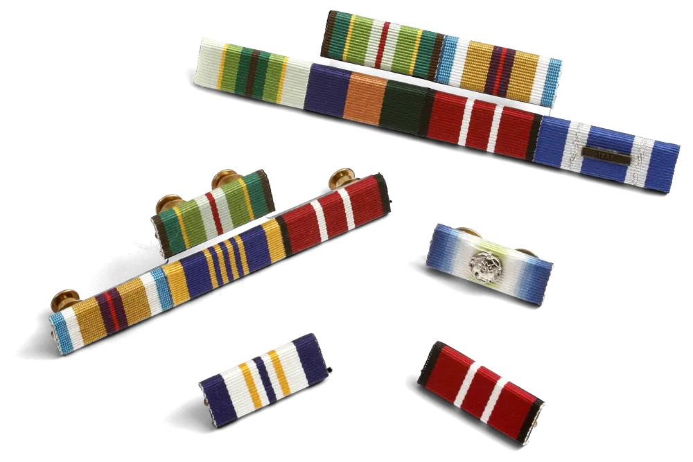 Custom ribbon bars mounted in the correct order of wear