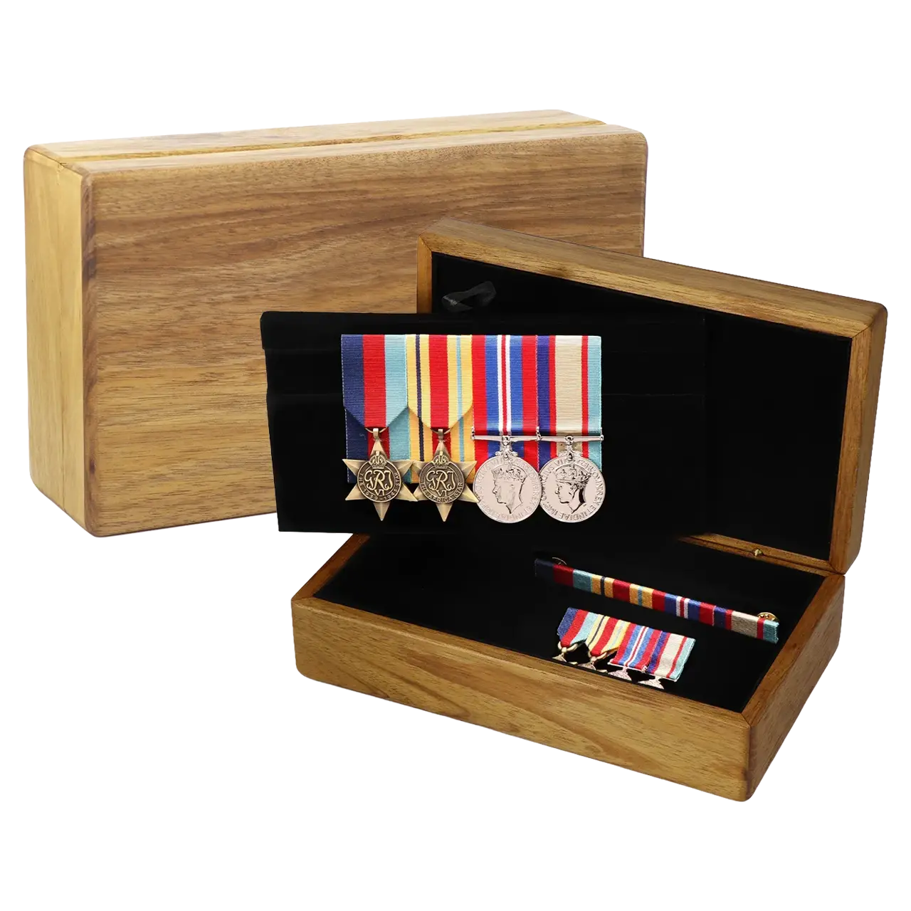 Two tier timber medal display box