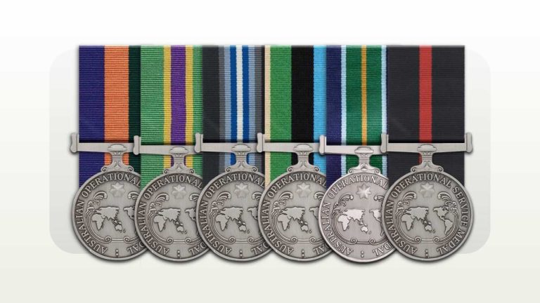Six Australian Operational Service Medals with different operation ribbons